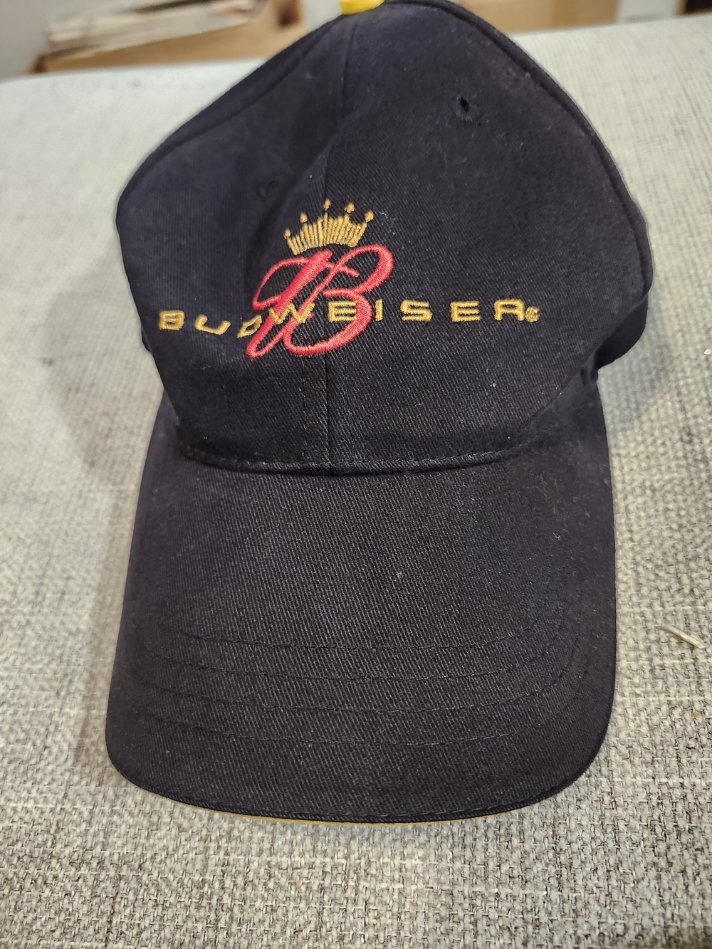 Budweiser Black Cap with Red and Gold Crest